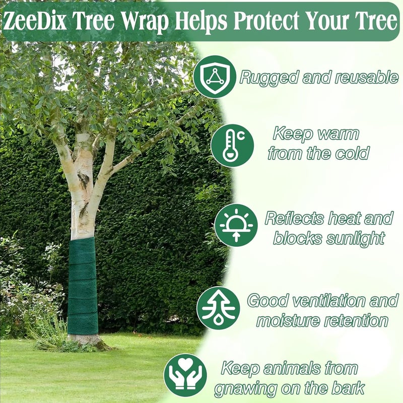 ZeeDix 3-Layer Winter Tree Wrap to Protect Bark - 130 Ft Heavy Duty Cold-Proof Wrap for Damaged Bark Trunk Guards Protector, Saplings Barrier Covers from Deers Insects Animals (2 Rolls) - Image 3